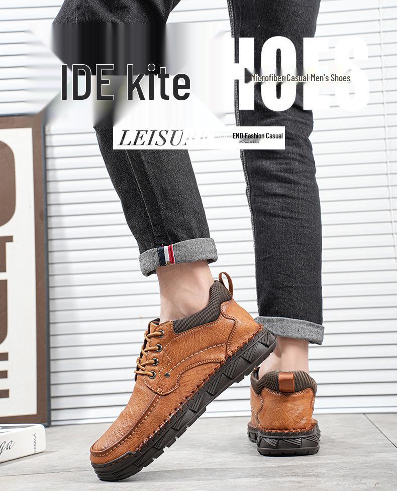 Herren Große Größe Handgenähte Leder Martin Stiefel - Lässige Herbst/Winter Kurze Arbeitsstiefel