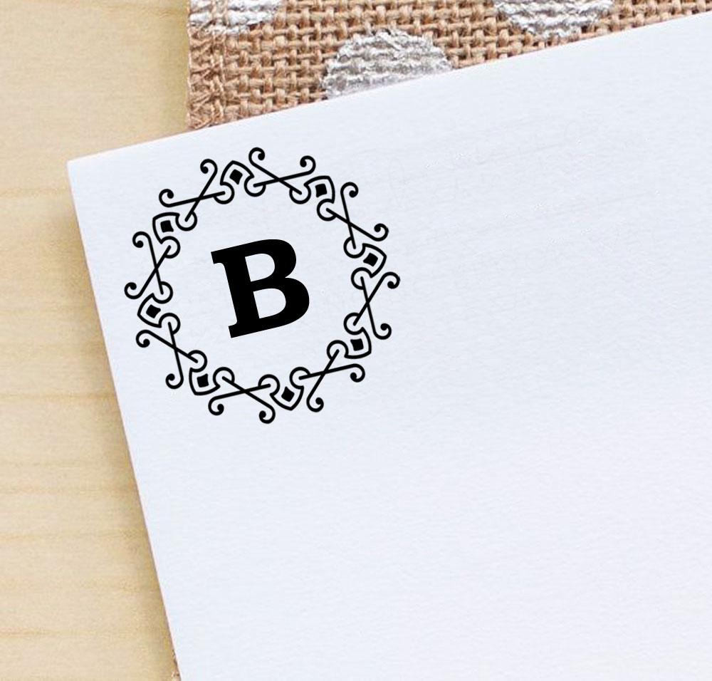 Printtoo Alphabet B Monogram Octagon Celtic Swirl Frame Self Inking Rubber Stamp Office