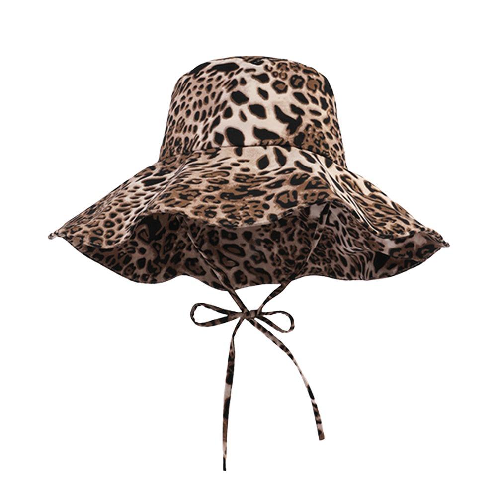 Black Dot Bucket Hats Leopard Print Sun Hat Versatile Big Brim Hat Outdoor Beach Vacation Wear