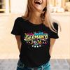 Womens Casual Crew Neck Short Sleeve Pullover T Shirt with Germany 2026 Letter Print Graphic for Soccer Supporters Top
