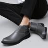 Winterschuhe für Herren, knöchelwarme Plüschstiefel, Herren, elegante Chelsea-Stiefel aus echtem Leder, lässige Mode, seitlicher Reißverschluss, Business-Schuhe