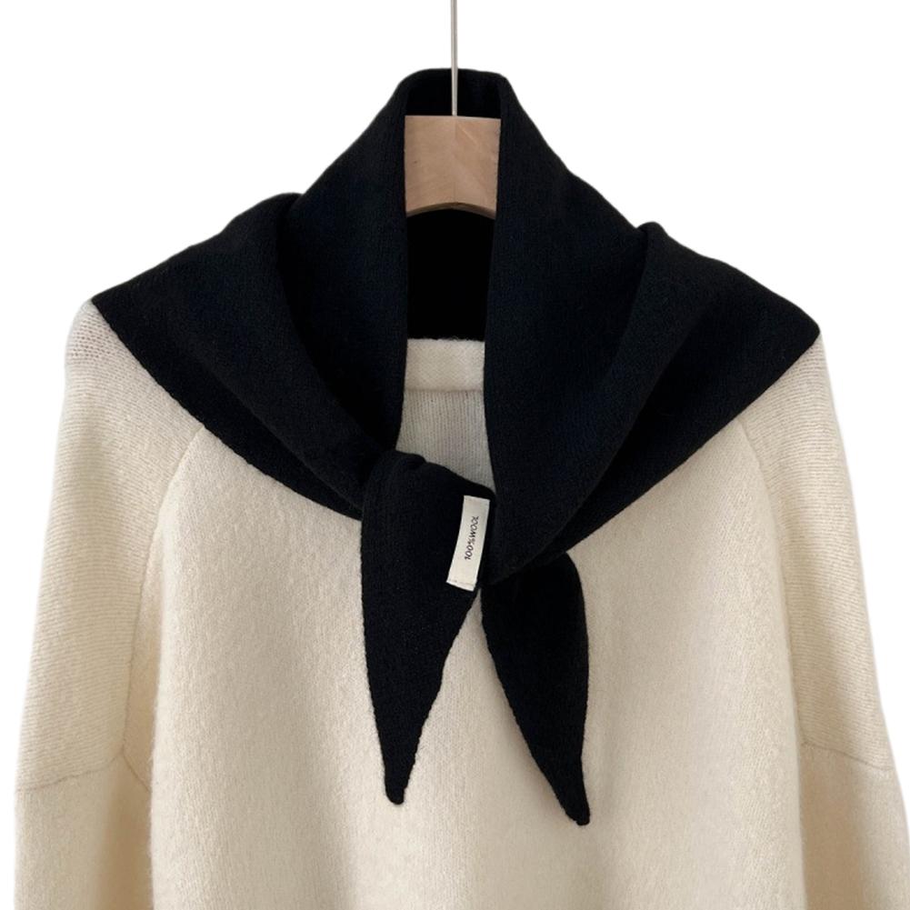 Solid Color Winter Korea Knitted Triangle Scarf Wool Warm Shawl Scarf Women Neck Protection Cashmere Scarfs Gifts