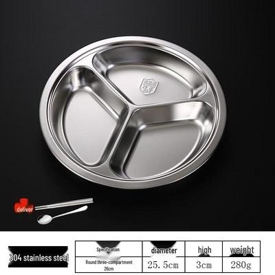 304 Stainless Steel Round Kids' Divided Plate