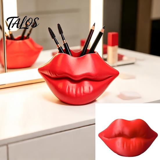 Artistic Lip Sculpture Decor Shaped Storage Box, Decorative 3D Printed PLA Sculpture, Unique Vanity Accessories Creative Art Ornament for Makeup