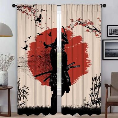 Závěs do okna do pokoje 2 panely Japonské samurajské závěsy Dětský pokoj Halloweenská dekorace Stínidla Domácí interiérové závěsy Obývací