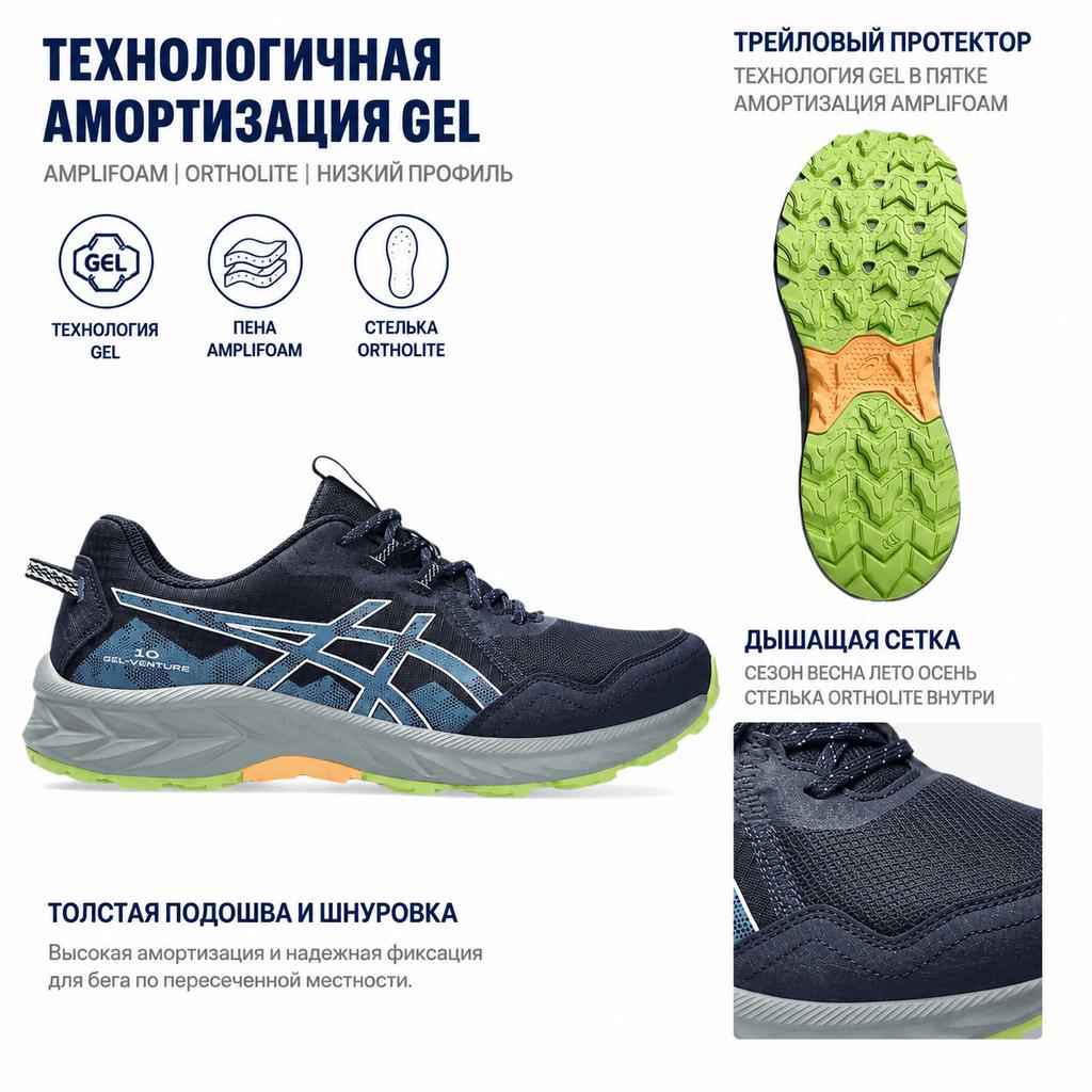 Asics Gel Venture 10 Midnight Winter Sea Męskie Sneakersy Niebieskie 1011B967-401