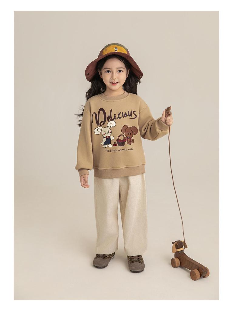 Libu Girl's Retro Corduroy Pants - Soft, Skin-Friendly, Windproof, Warm, Loose-Fit Straight-Leg for Autumn
