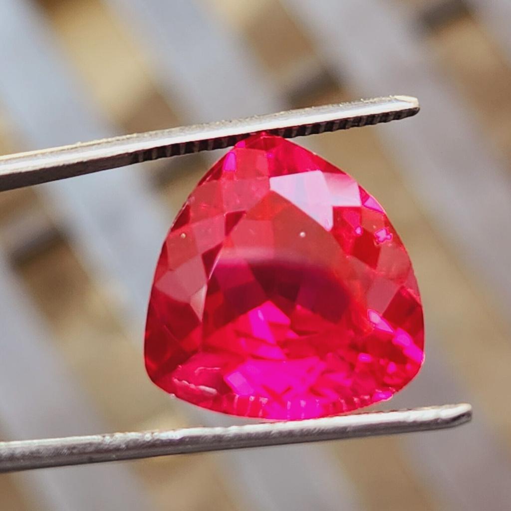 15mm Natural Mozambique Red Ruby Trillion Cut Certified Loose Gemstone