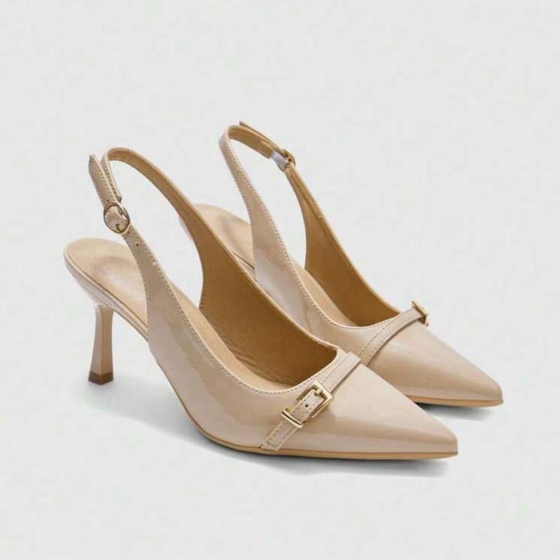 Fashion Baotou Sandals Women's Fashion Pointed Toe Shallow Mouth One Strap Anti-slip Wear-resistant High Heels