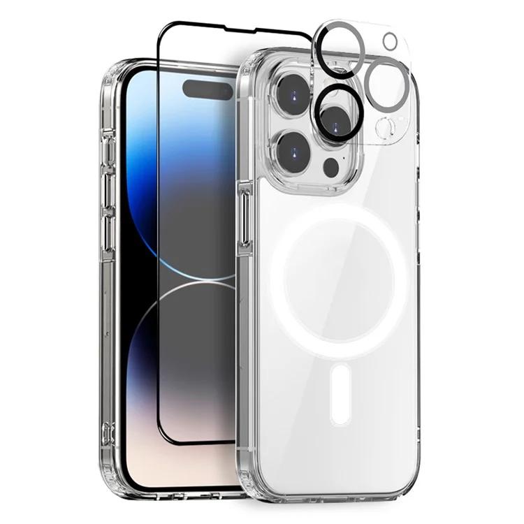 

Чехол для мобильного телефона NORTHJO для iPhone 14 Pro, совместимый с чехлом MagSafe PC+TPU с пленкой из закаленного стекла+защитной пленкой для линз