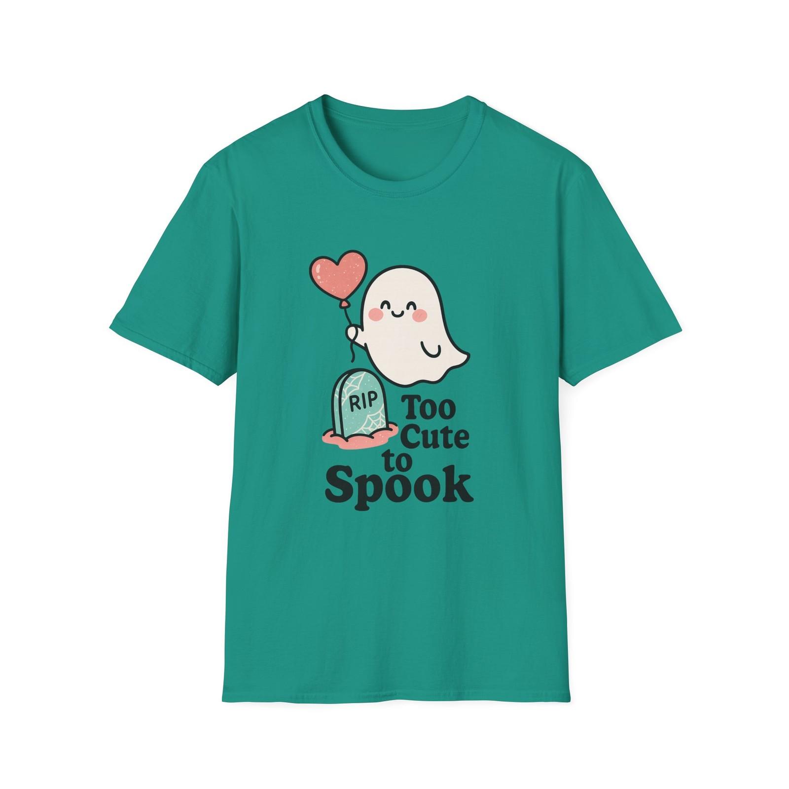 Unisex Softstyle T-Shirt Mens Womens Tees Top Too Cute to Spook Ghost Balloon Pastel Halloween 3XL