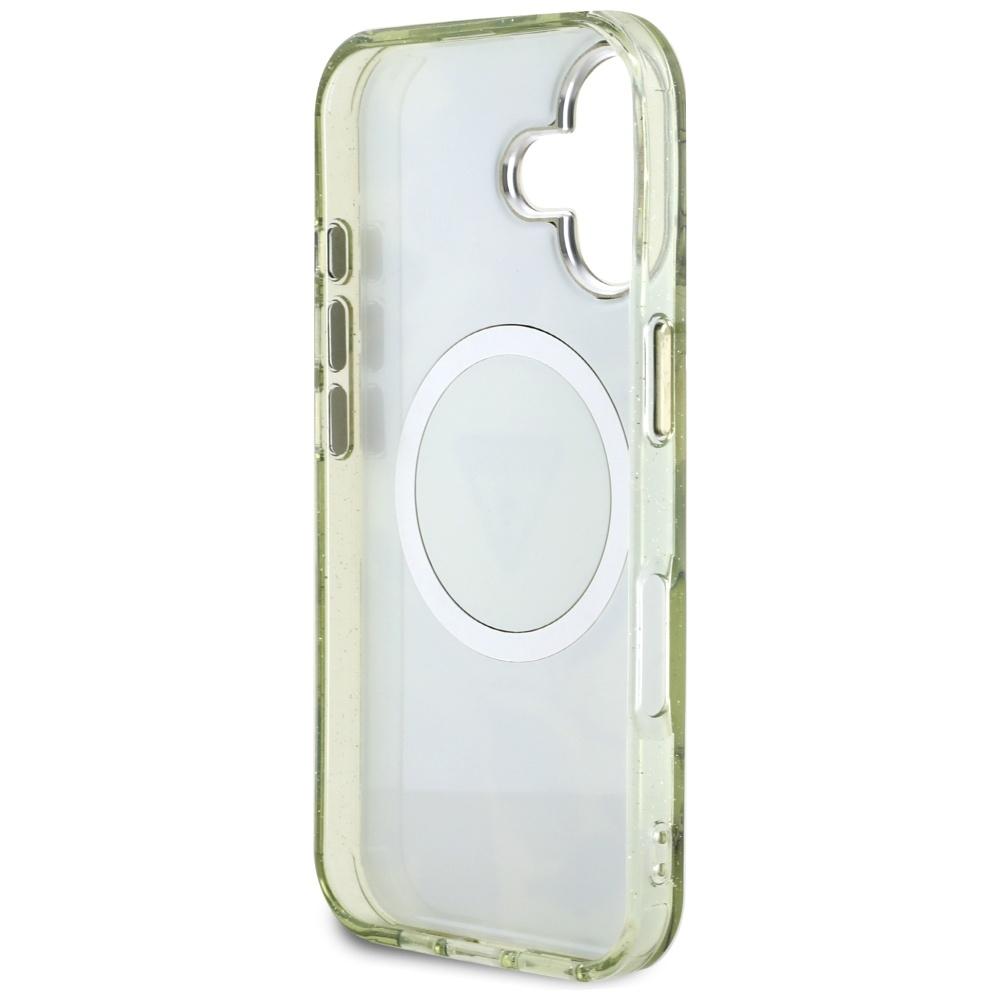 Etui Guess Glitter Flowers Triangle      Buttons Magsafe Do Iphone 16 Zielony