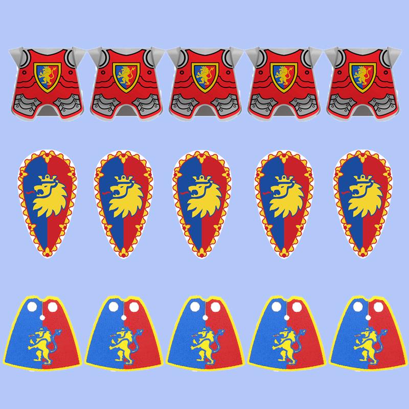 MOC Mittelalterliche Bausteine Charakter Ritter Krieger Zubehörset Helm Schulterrüstung Schild Bogen Pfeil Stein Geschenk Spielzeug X022