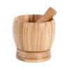 Splash-proof Manual Spice Crusher Premium Bamboo Garlic Masher Grinding Bowl with Lid  Home Kitchen
