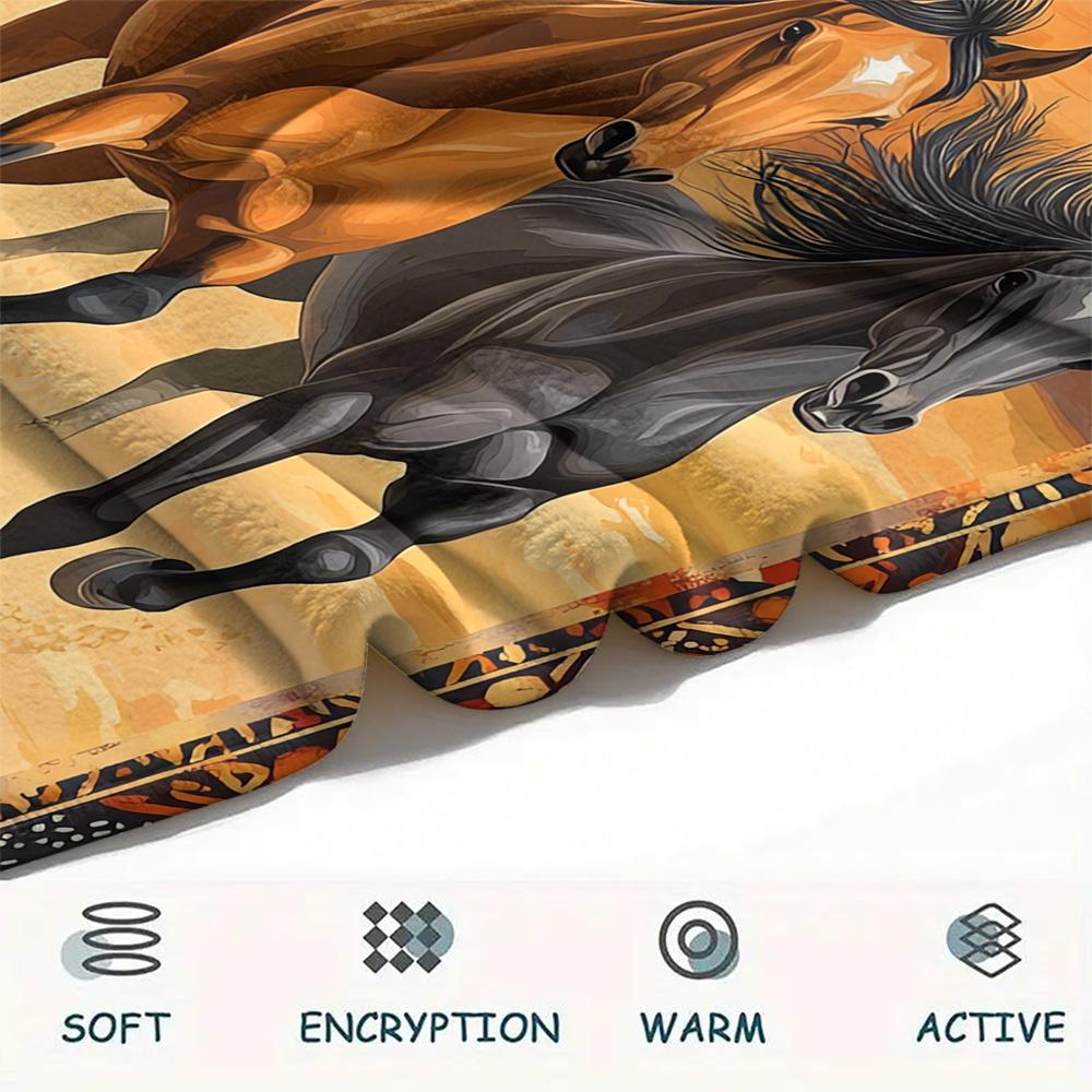 Horse Print Flannel Blanket, High Quality Comfortable for All Seasons, Home Decor, Warmth and Comfort, Perfect for Christmas Gifts