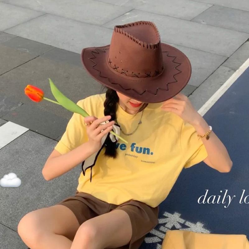 Western Cowboy Hat Women Summer Sun Hat Dressing Photography Hat Knight Hat Versatile Hot Girl Sun Protection Hat
