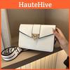 Color Simple Solid Gold Buckle Decoration Women Single Shoulder Square Bag
