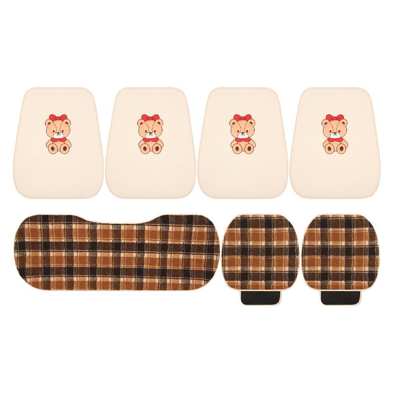 Winter Little Bear Plush Car Seat Cushion for Ford Escape, Mondeo, Focus, Escort