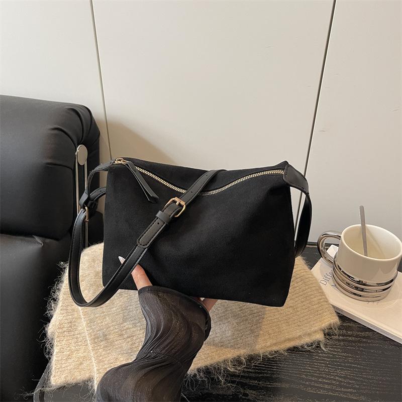 Faux Suede Lazy Tote Bag for Women Trendy Soft Shoulder Crossbody Purse