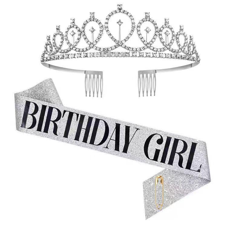 European and American Birthday Crown Headband Hairpin - "Happy Birthday"