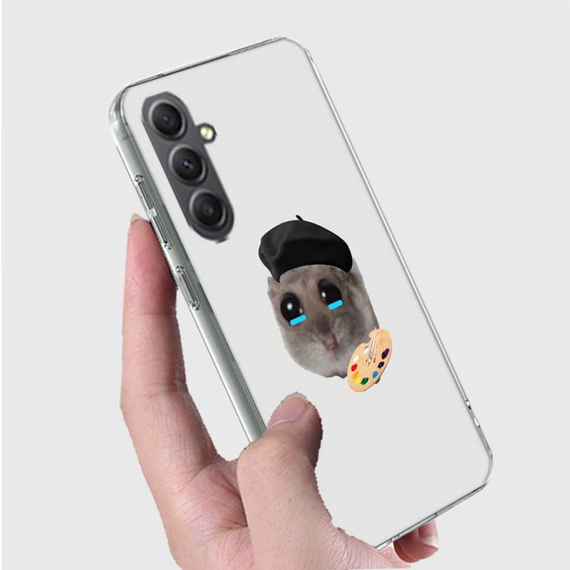 Funny Sad Hamster Meme Phone Case for Samsung A16 A26 A36 A56 A17 A37 A57 A07 A06 A02S A03 A04S A05S Galaxy Note 20 10 A50S A71