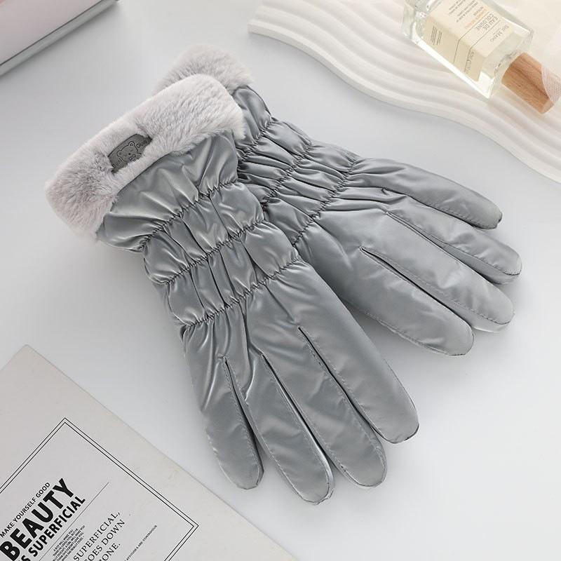 Winter Warm Gloves Women's Cycling Touch Screen Fleece Thickened Windproof Cute Korean Ski Gloves
