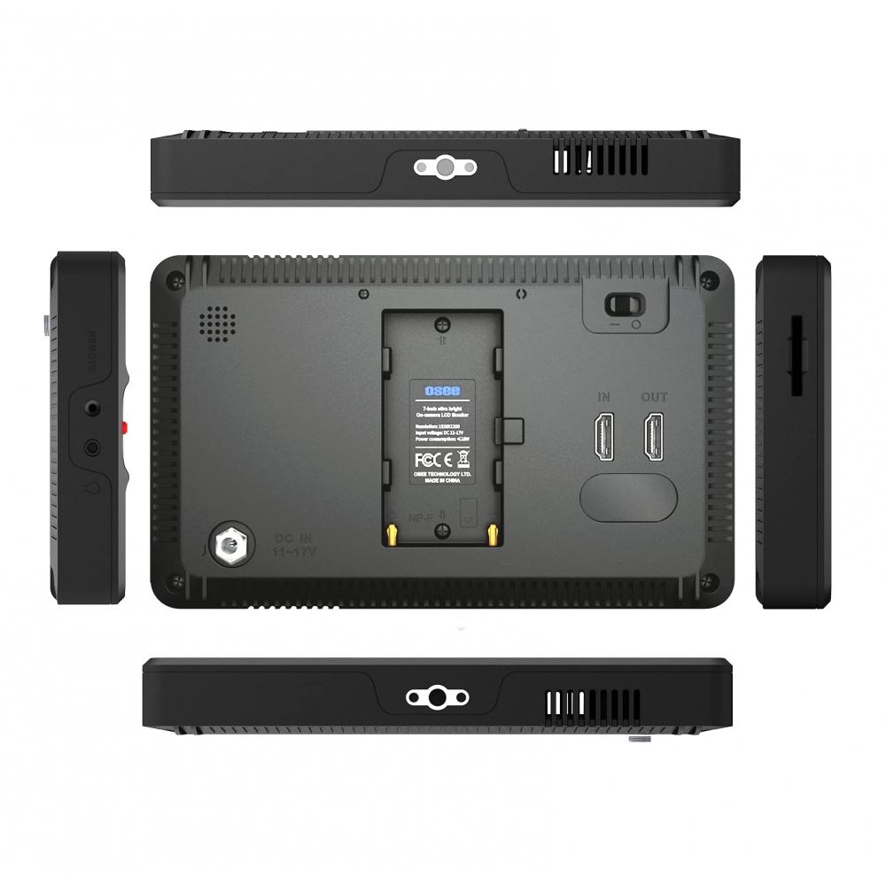 osee Kamerový monitor T7 Video monitor 3000 nitů Ultra jasný 7palcový monitor pro snímání Rozlišení 1920 x 1200 USB 3D-LUT Podpora 4K HDMI Vstup signáluVýstup