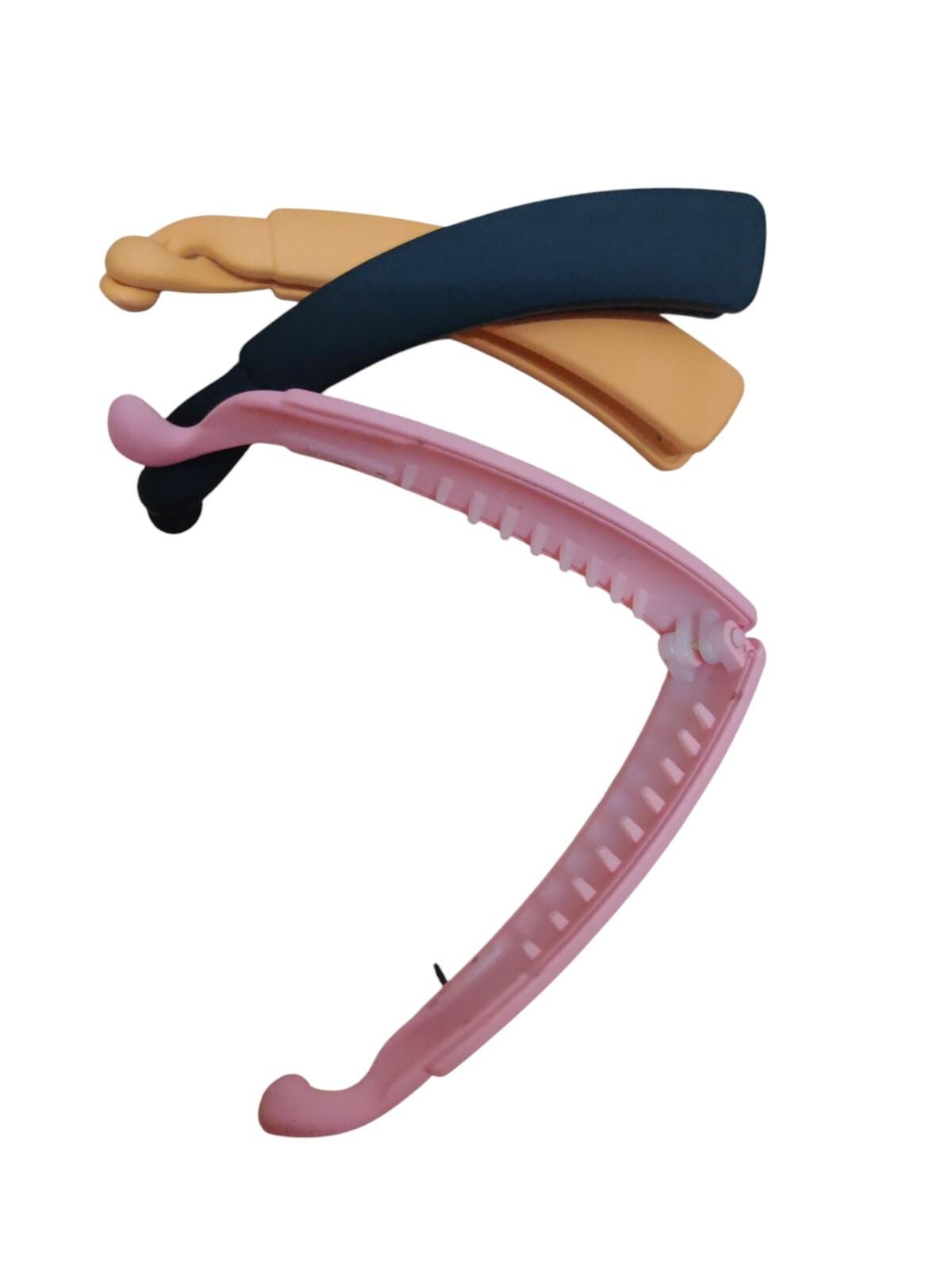 @ Plastic Matt Banana Hair Clips For Women Multicolor 3 Pcs