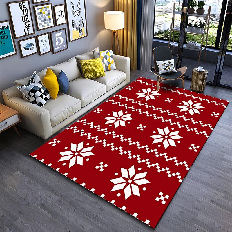 Red Nordic Snowflake Pattern suitable as a non-slip mat for the living room or bedroom sofa