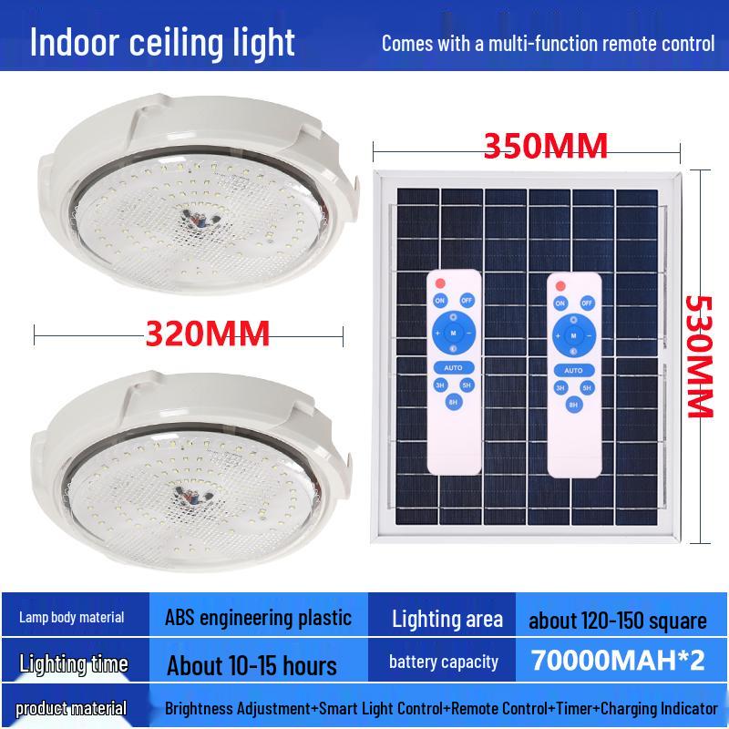 LED Solar Ceiling Light for Bedrooms, Living Rooms, Indoor and Courtyard Spaces - One-to-Two/Three/Four/Five/Seven Light Options