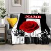 1PC Custom Name Rose Floral Art Flannel blankets Patterns Throw Blanket All-Season Soft Gift for Couch, Bed, Camping gifts