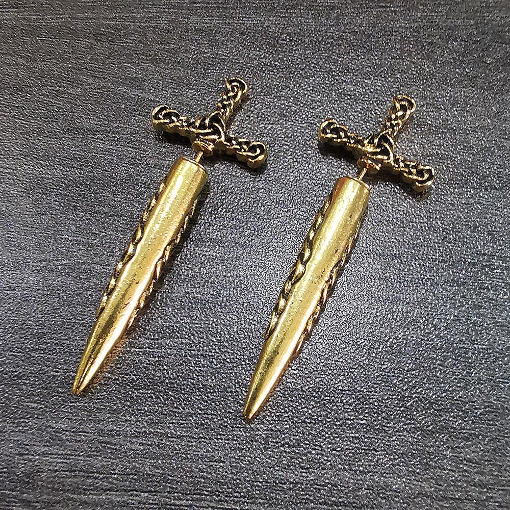 

Punk Vintage Sword Stud Earrings For Men Women Vikings Celtic Knots Amulet Earrings Fashion Jewelry Wholesale золотой