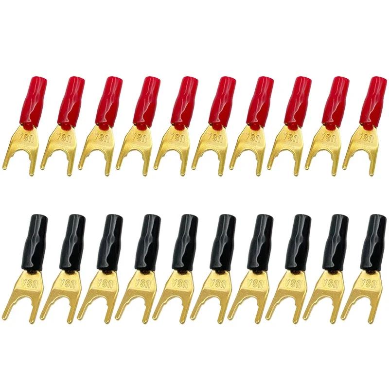 

20PCS/Set 4mm Banana Plug Gold-Plated Y-type Fork Solderless Adapter Connector With Sheath