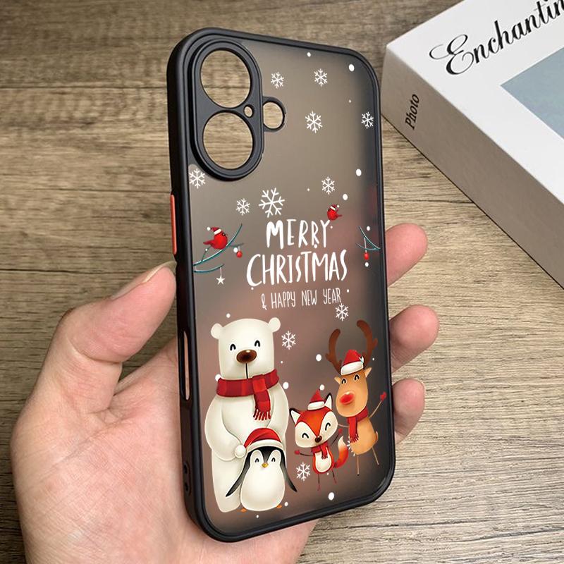 Cartoon Christmas Tree Santa Claus Phone Case For iPhone 17 Pro Max Funda iPhone 16 Pro Max 13 15 14 Air 16e Matte TPU Cover Gift