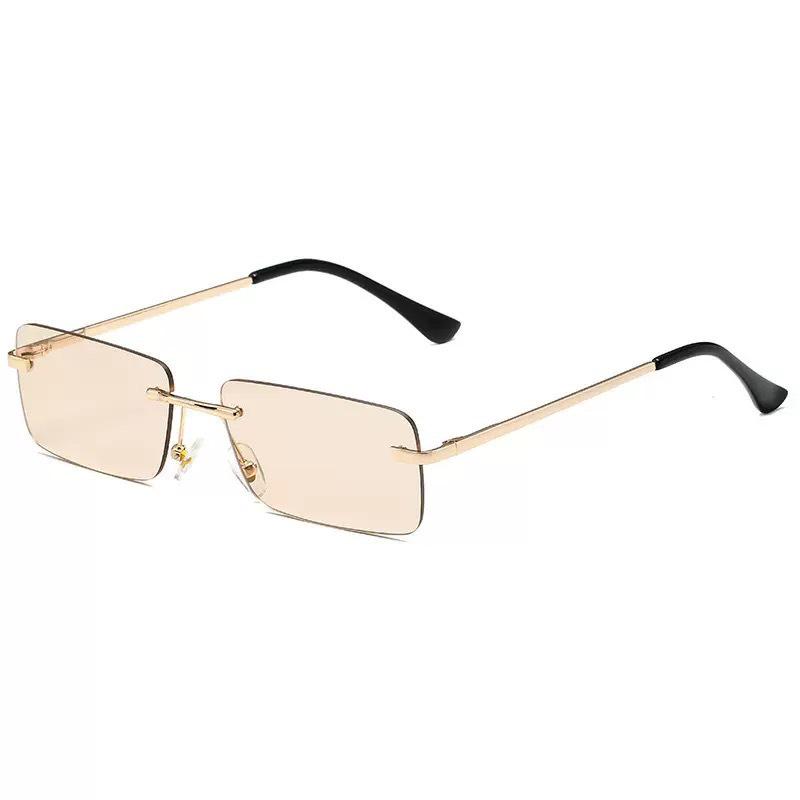 Trendy Frameless Rectangular UV Protection Sunglasses – High-End Street Style