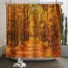 Fall Forest Natural Scene Shower Curtain for Bathroom Autumn Maple Tree Plants Rural Landscape Pumpkin Waterproof Shower Curtain