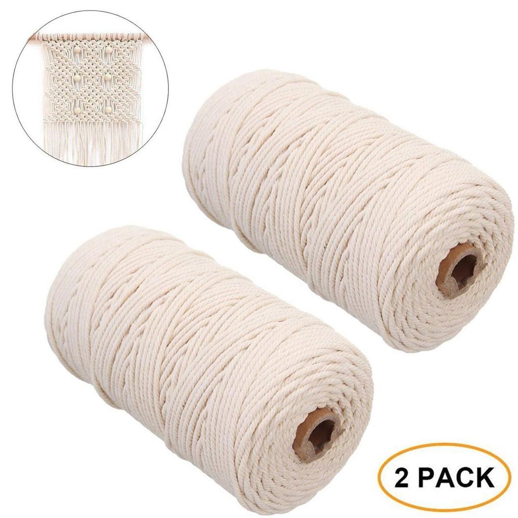

Macrame Rope 2mm 200M Natural Cotton Cord for DIY Crafts Wall Hanging Cotton String Home Decoration Knitting Rope 2pcs