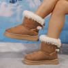 Foreign Trade 2025 New Wool Bow Decorative Casual Women's Snow Boots Thick-soled Large-size Thermal Cotton Shoes