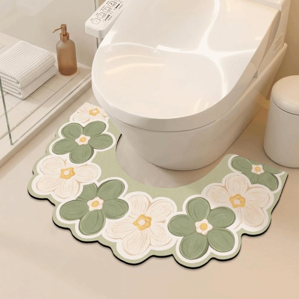 Anti Slip Bathroom Mat Water Absorbing U-shaped Floor Mat Beautiful Toilet Mat Toilet Room