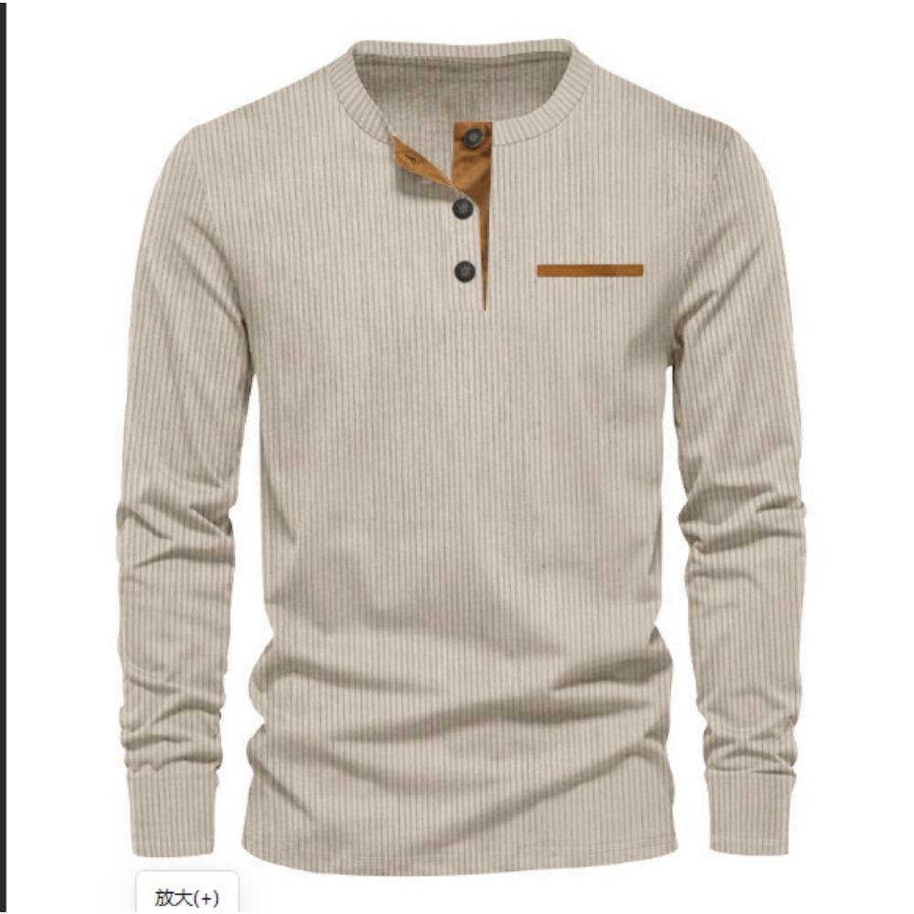 

Men s New Style Fashionable Long-sleeved Shirt Base Layer Casual Button-down Men s Henry Shirt Long-sleeved T-shirt S хаки