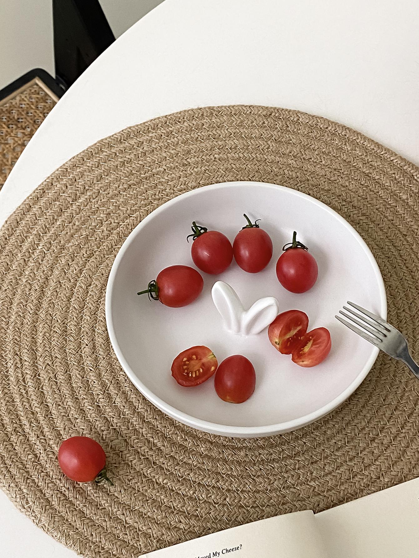 

2Pcs/1Pc Ceramic Rabbit Ear Plate Cute Rabbit Ear Plate High-End Dinner Plate Fruit Plate Exquisite Girls Biscuit Plate Home Dessert Plate Suitable
