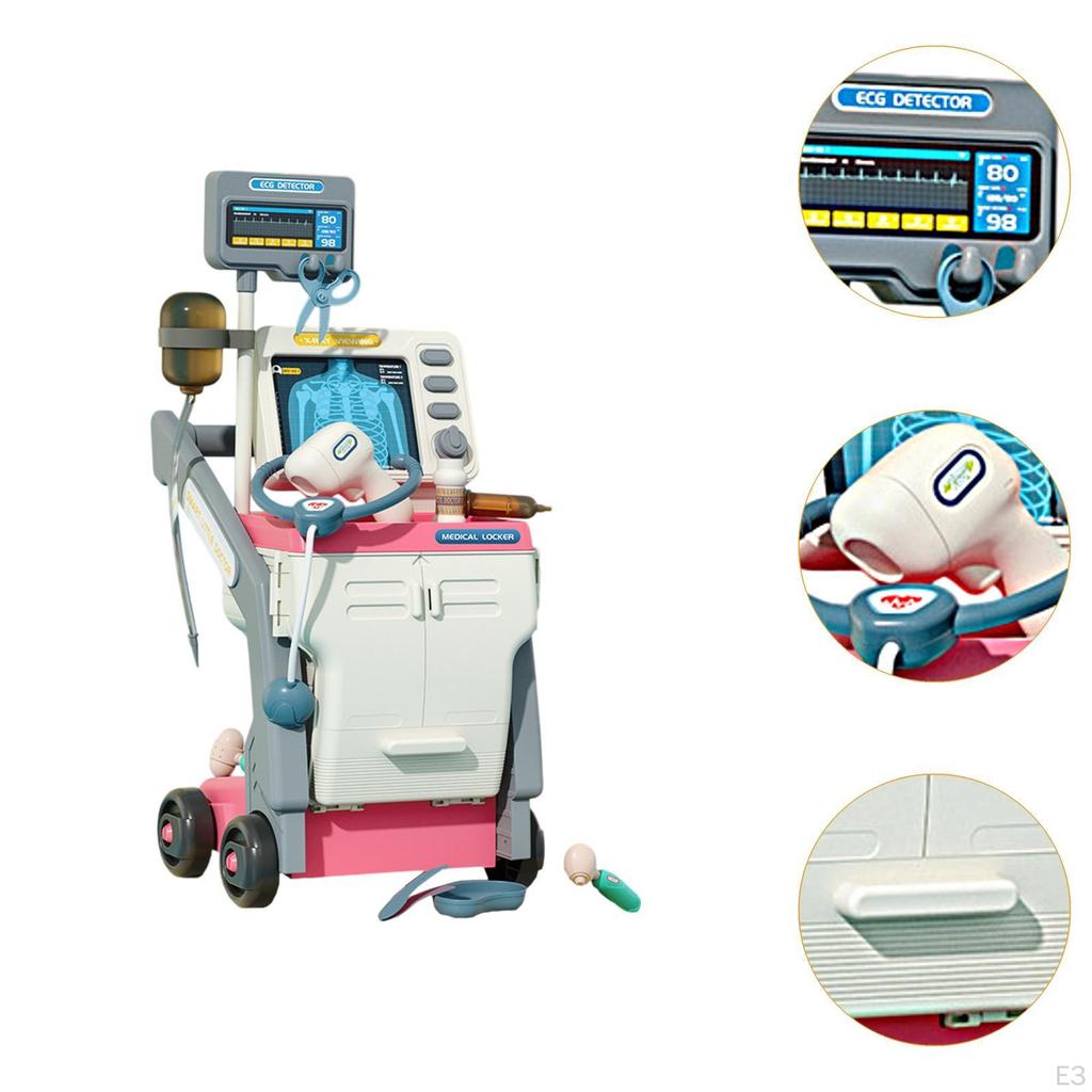 Case for Children with Cart, Station Set Pretend Play, Role Play