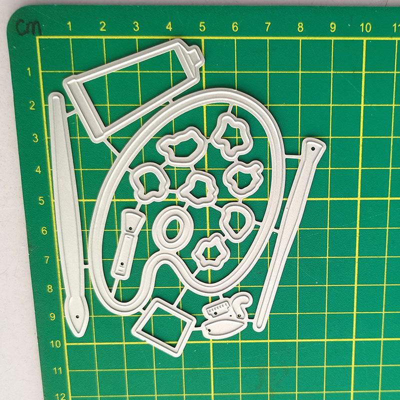 

Палитра, кисть, инструмент для рисования, металлический трафарет, тиснение, вырубные штампы для Diy, скрапбукинг, бумажные штампы для тиснения карт, ремесленный декор серебряный