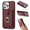 For iPhone 15 Pro Max Case Drawing Type Card Slots Litchi Texture Leather Back Cover with Ring Kickstand