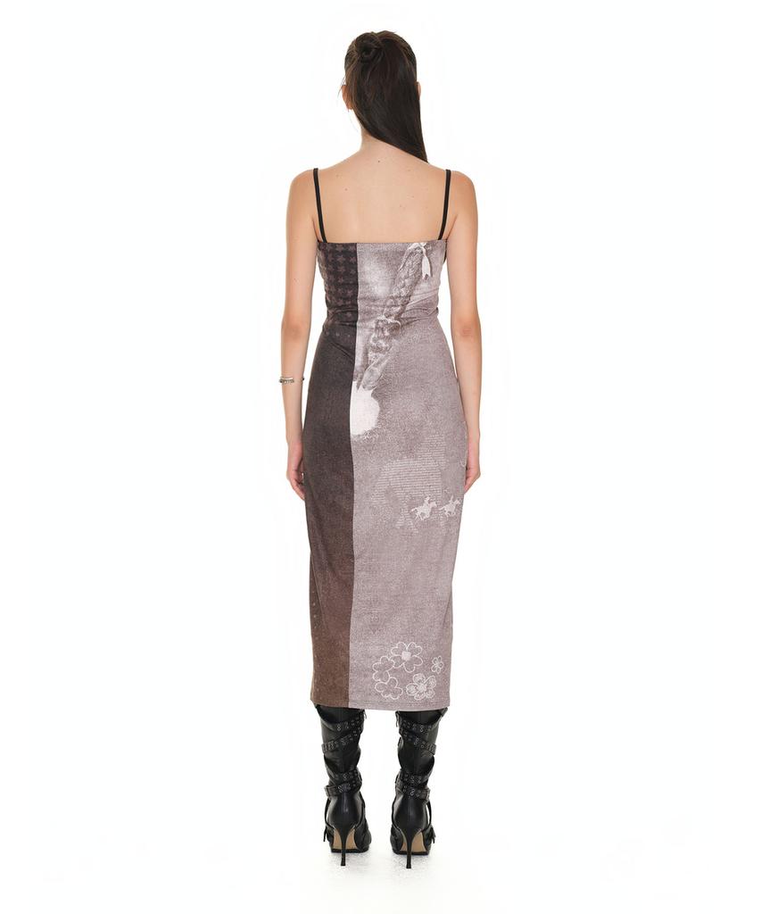 Too Much Tax Cowgirl Printed Dress Brown