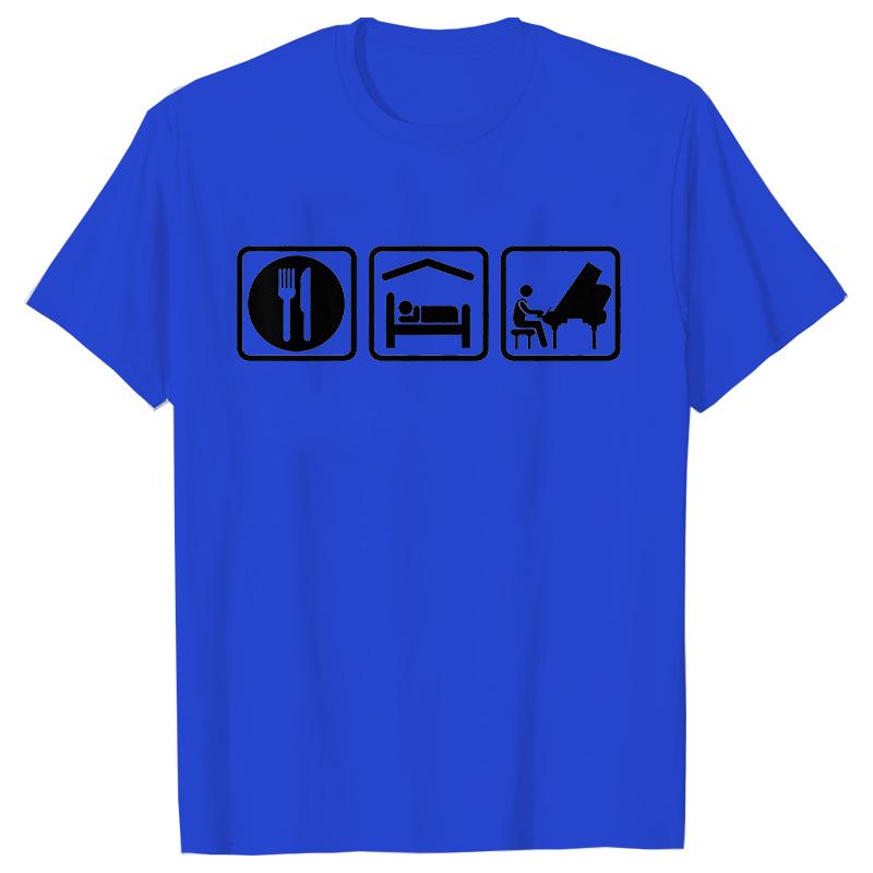 Eat Sleep Piano Graphic T Shirts Unisex Classic Graphic Shirt Funny Piano Lover Gifts Fashion Casual Unisex Tee Tshirt Summer Tops S