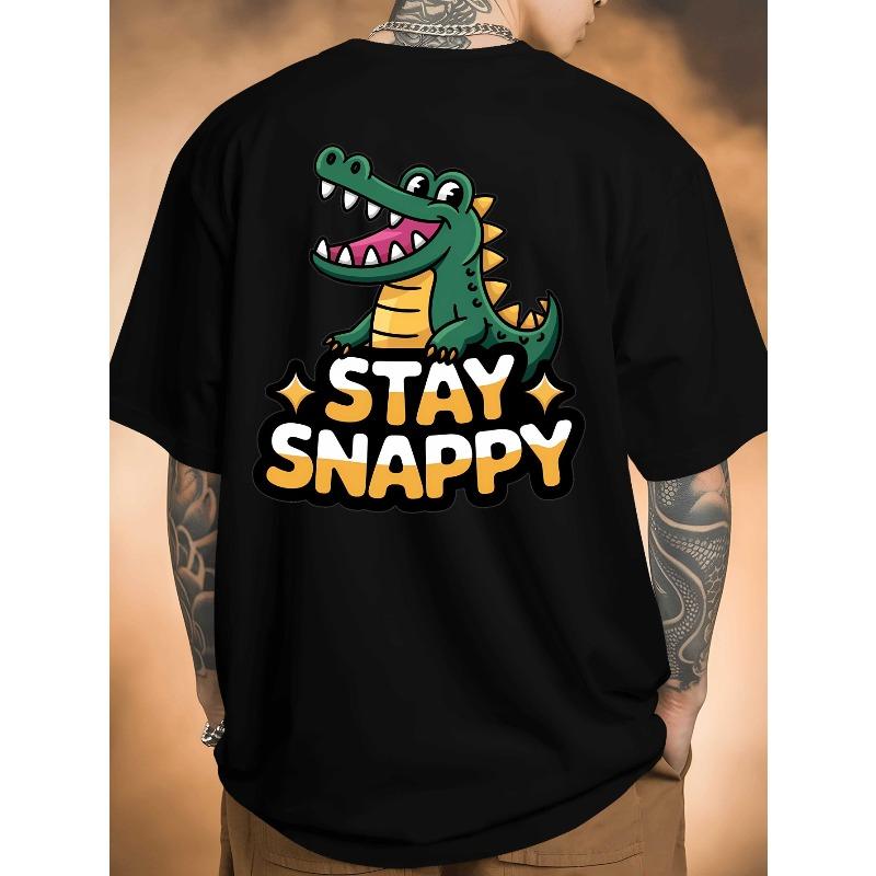 European Size Keep It Stylish with The New Croc Summer Men'S Short-Sleeved T-Shirt Featuring Back Prints, a Trendy And Fashionable Piece