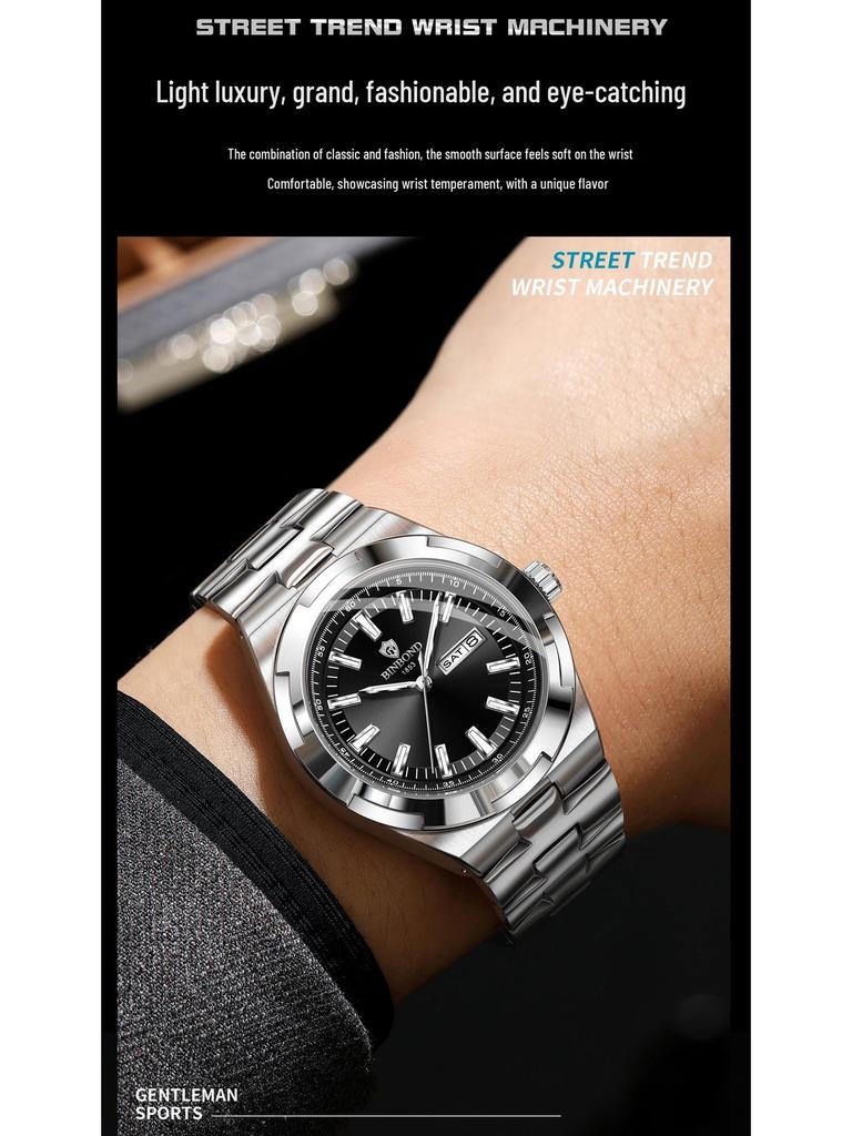 BINBOND Men's Multifunctional Luminous Waterproof Watch