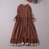 Japanese Mori Girl Art Print Dress Pretty Cotton Linen Spring Women Floral  Dress Loose Long-sleeved  Dress Midi Dress