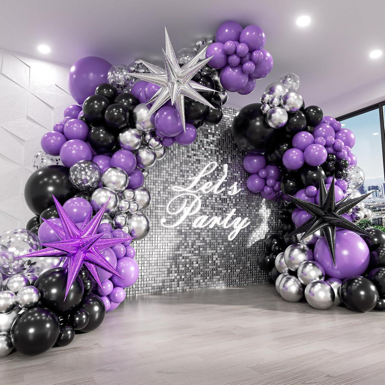 

Black Gold Balloon Chain Set Meal Graduation Party Birthday Party Wedding Wedding Event Decoration Black Purple Set